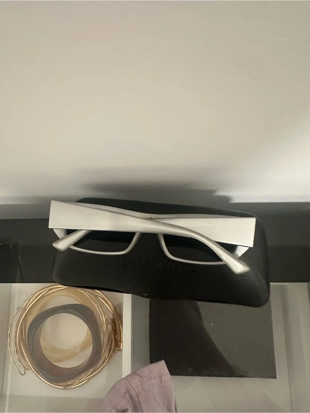 Balenciaga Gray Rectangular Sunglasses with Silver Logo